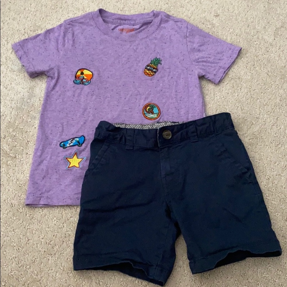 Cat &Jack Purple T-shirt with navy shorts